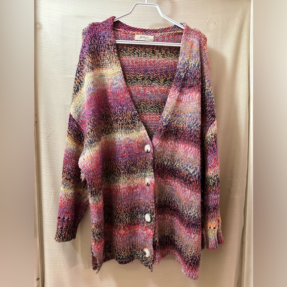 A Beautiful Soul Sweaters - Beautiful Soul Chunky Knit Cardigan Oversized XXL 2XL Heavy Multicolor Boho